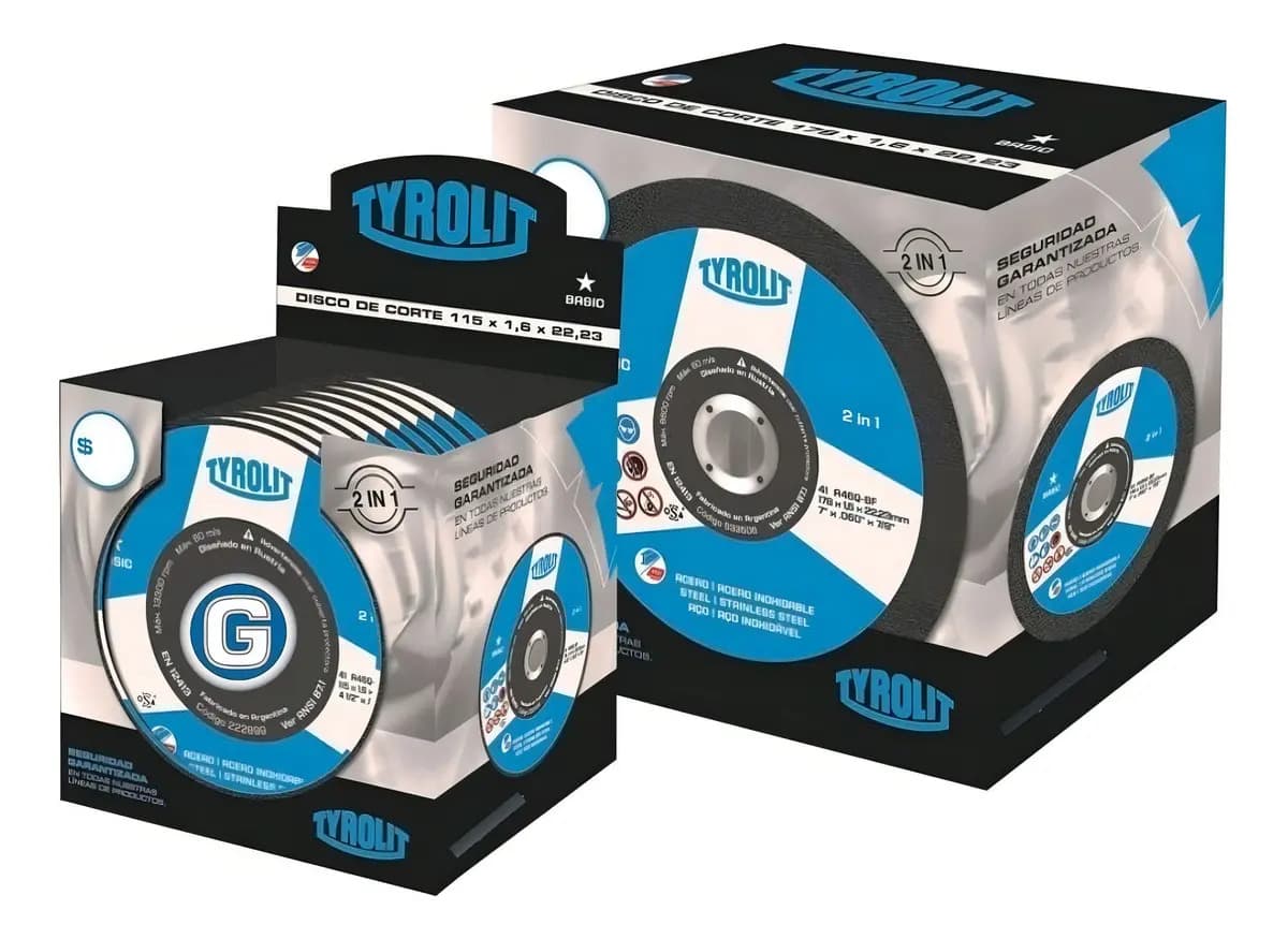 Discos Corte Tyrolit 115mm x 1.6mm Metálicos Amoladora 60 Unidades