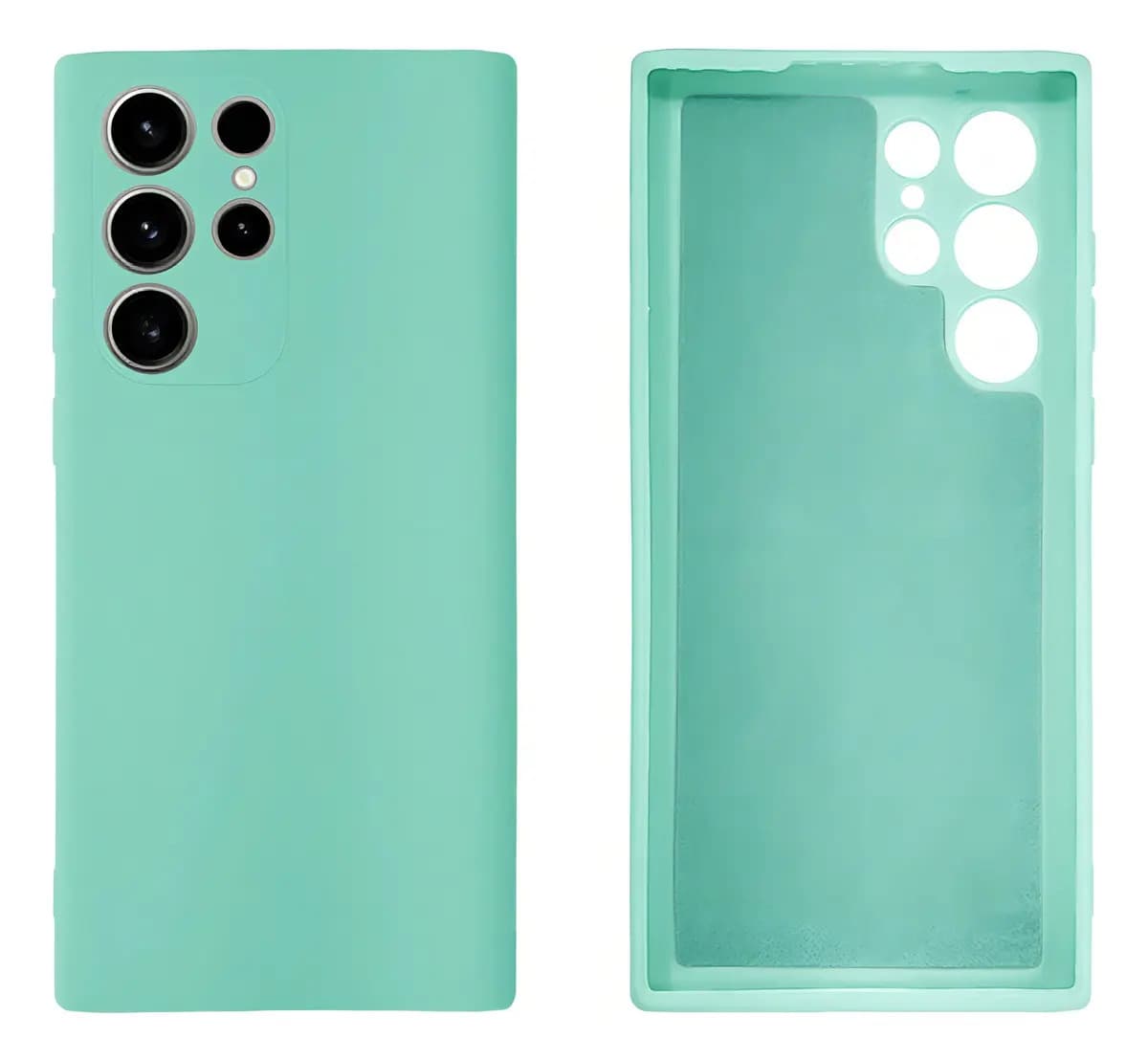 Funda de silicona aterciopelada para Galaxy S24 S24 Plus S24 Ultra, color verde agua, Galaxy S24 Ultra