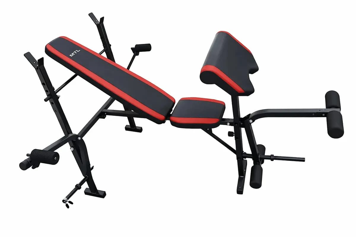 Banco Musculacion Multifuncion Mtl Plegable Regulable Respaldo Ajustable Soporte Piernas Estructura Reforzada Entrenamiento Fuerza Pecho Brazos Abdomen Fitness Hogar Gimnasio Equipo Completo