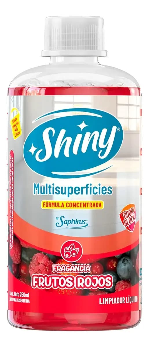 Limpiador Piso Saphirus Shiny Concentrado Rinde 40 Litros Frutos Rojos