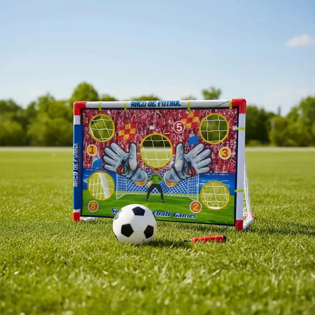 Arco Futbol + Pelota Inflador Red Juguete 56821 Lelab Blanco