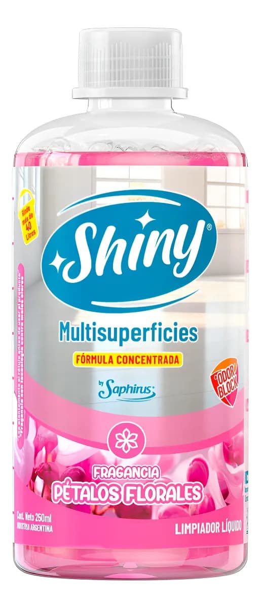 Limpiador Piso Saphirus Shiny Concentrado Rinde 40 Litros