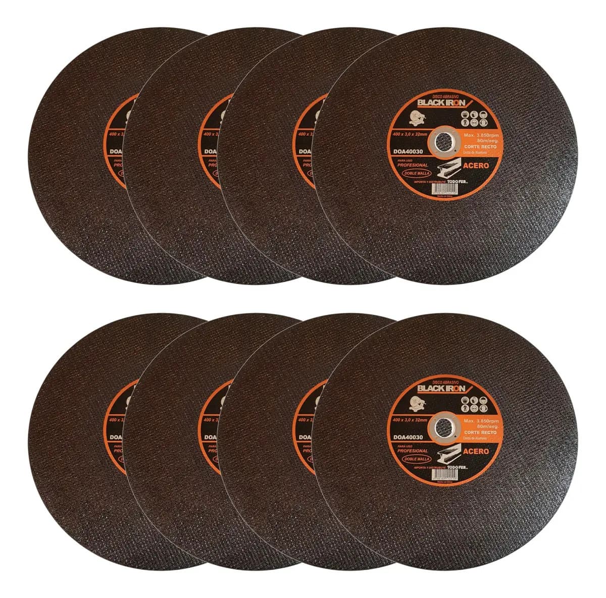 8 Discos Corte Sensitiva 2 Mallas Black Iron 400 X3,0x32mm Negro